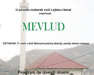 Najava programa u povodu mubarek noći Lejletu-l-berat