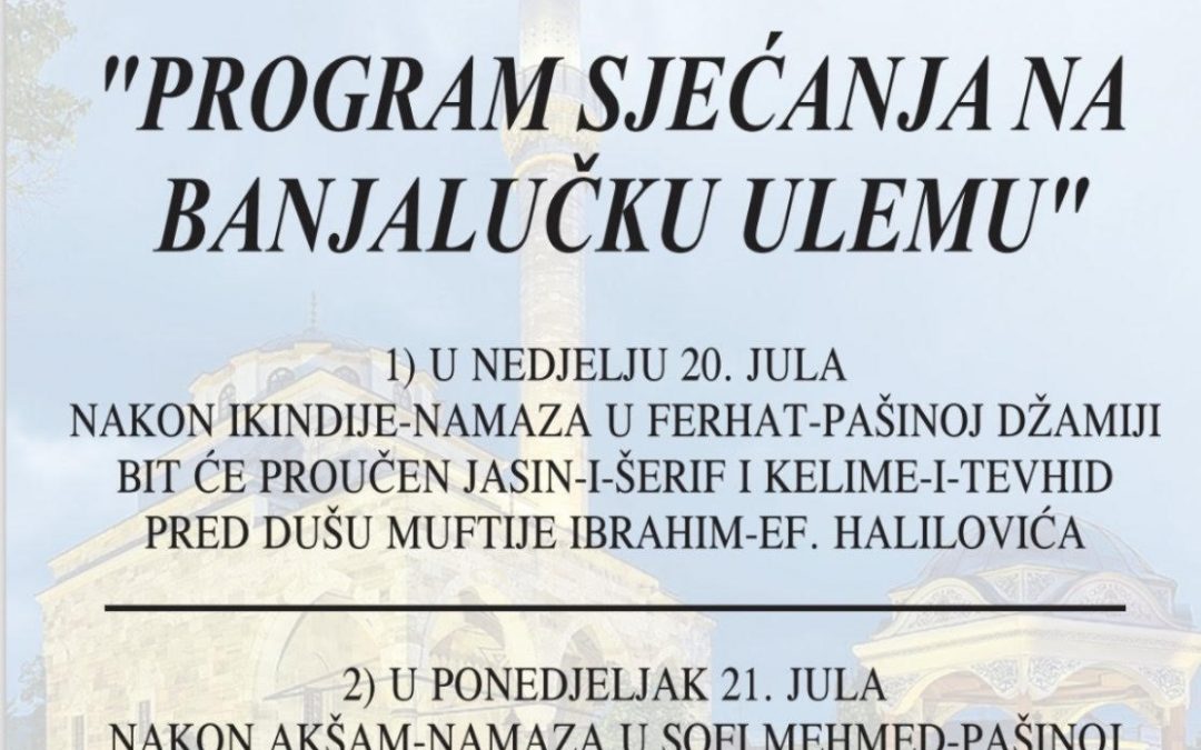 NAJAVA: Program sjećanja na banjalučku ulemu