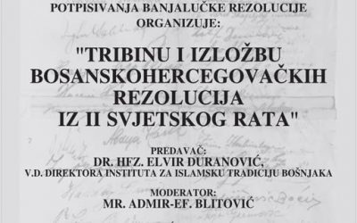NAJAVA: Obilježavanje 84. godišnjice potpisivanja Banjalučke rezolucije