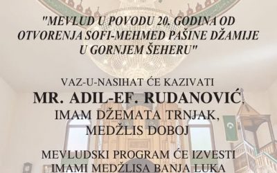 NAJAVA: Obilježavanje godišnjice otvorenja džamije u Gornjem Šeheru